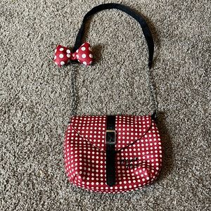 Disney Minnie Mouse Purse Red With White Polka Dots Red Bow Girls Purse EUC